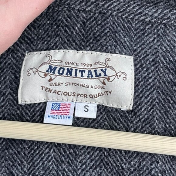 Monitaly AW 16 Size S Men's Jacket Grey Wool Blend Side Closure Wrap Style - Picture 11 of 13